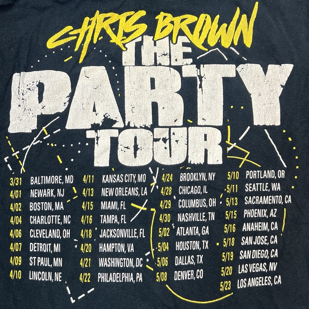 Chris Brown T Shirt Mens Sz Small The Party Tour Cotton Black - Picture 7 of 7